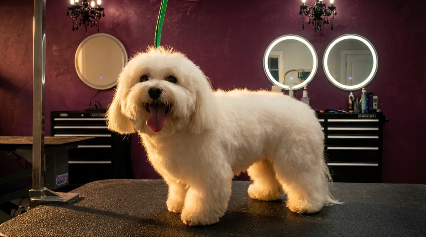 Dog being groomed at Lavish Dog in Raymond